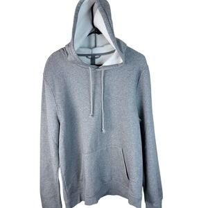 SKIMS Mens Heather Grey Cotton Blend Fleece Pullover Hoodie Large